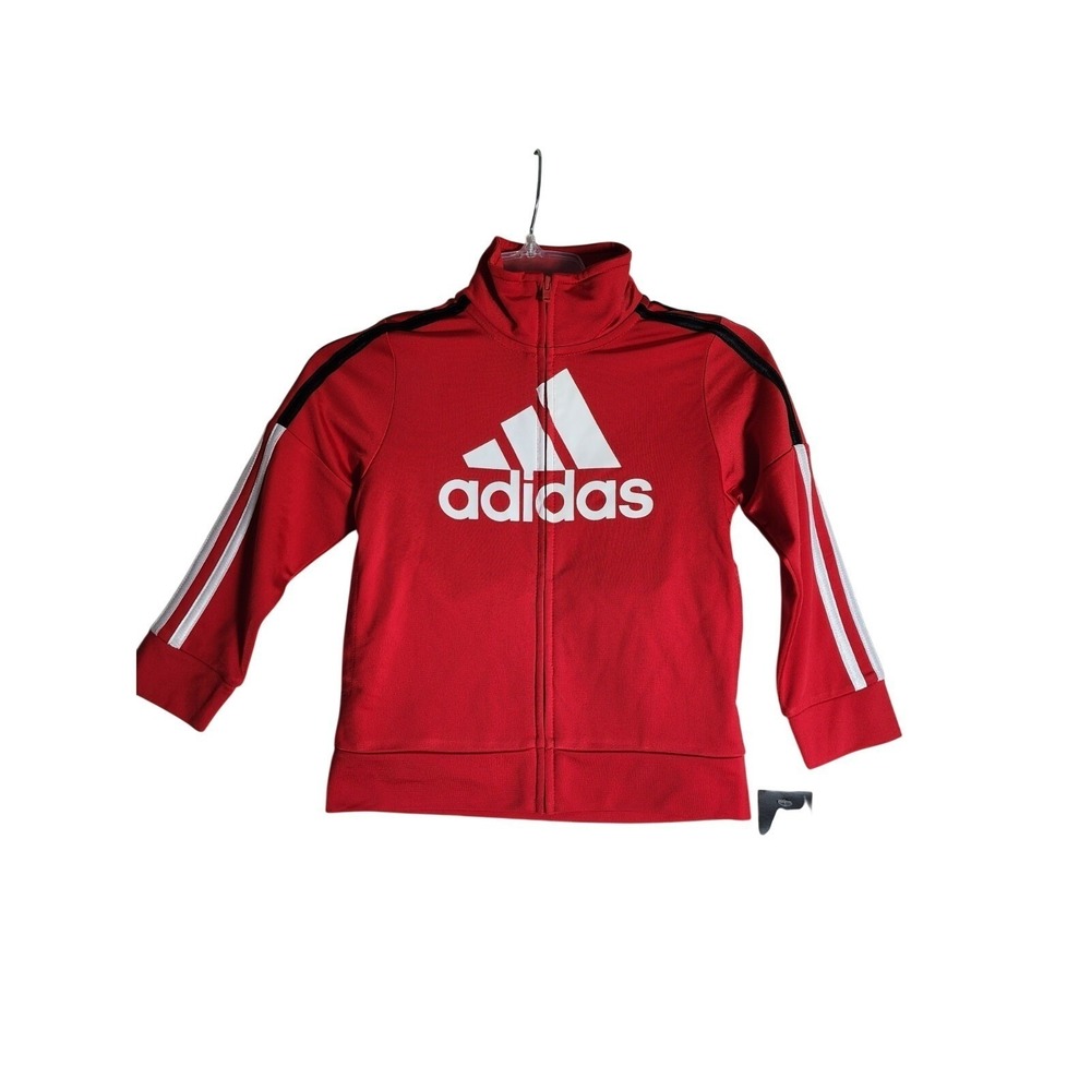 Adidas NWT Toddler 3T Red White Full Zip Track Jacket Big Logo Athletic Soccer